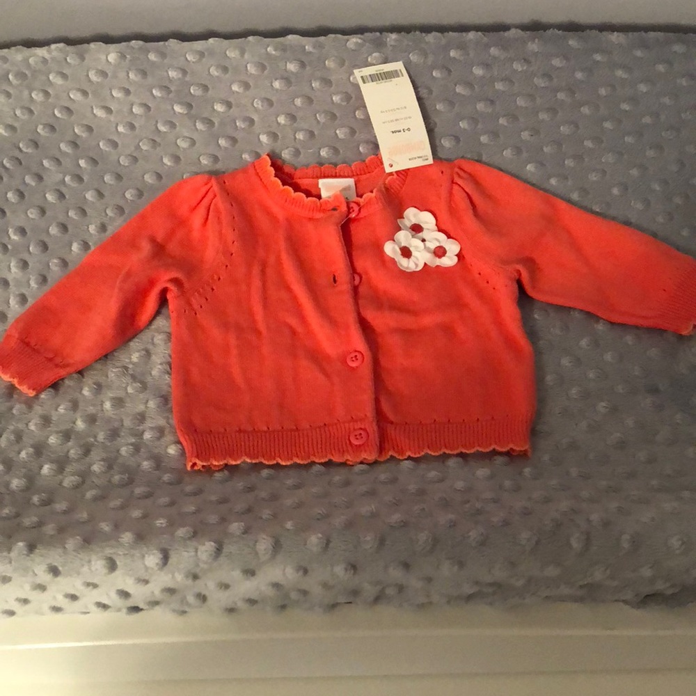 Gymboree salmon sweater with flower detail